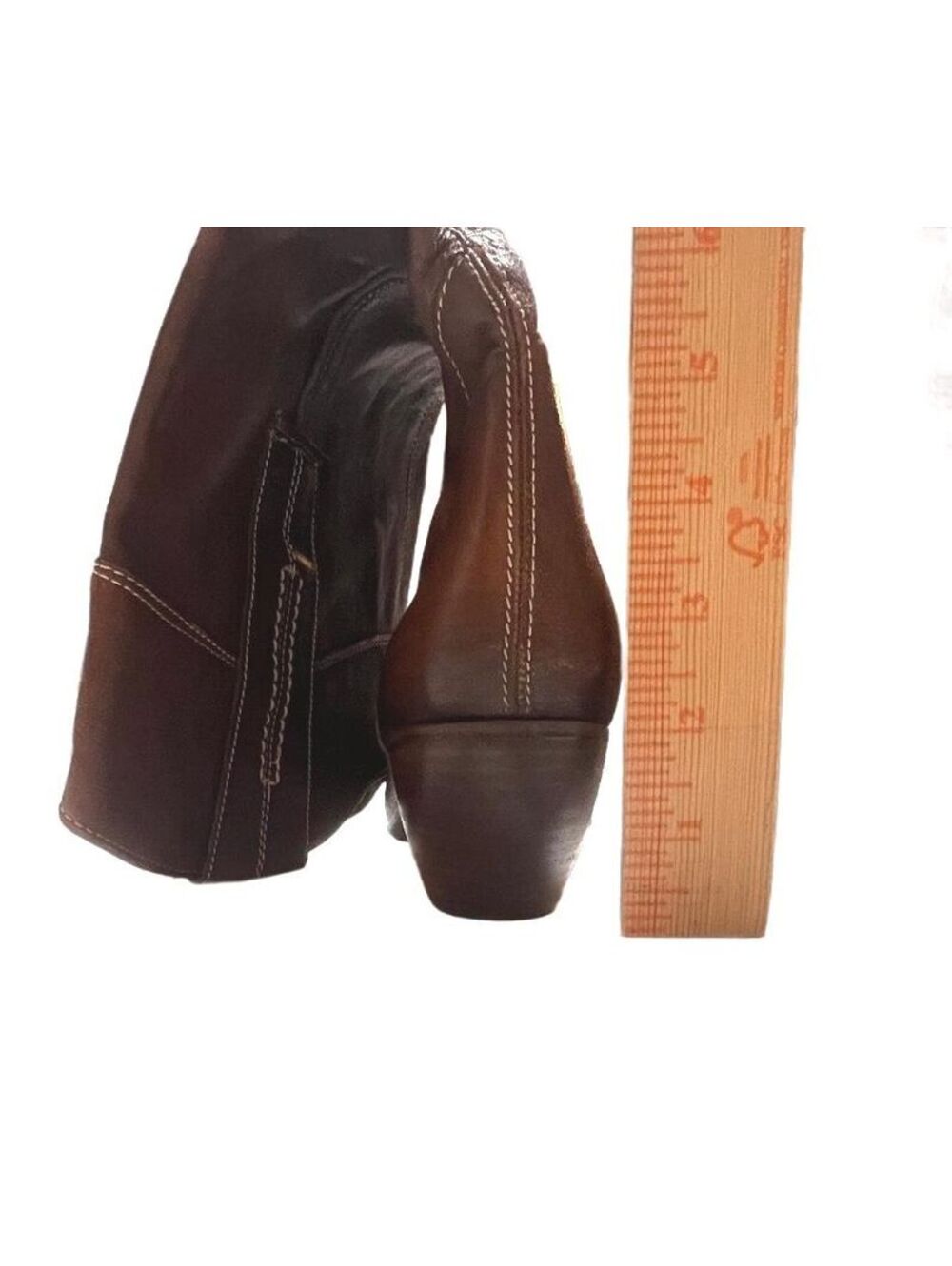 Vic Matie Italian Leather Slouch Cowboy Boots Brown Pointed Toe Y2K Size 38.5 - Picture 7 of 9